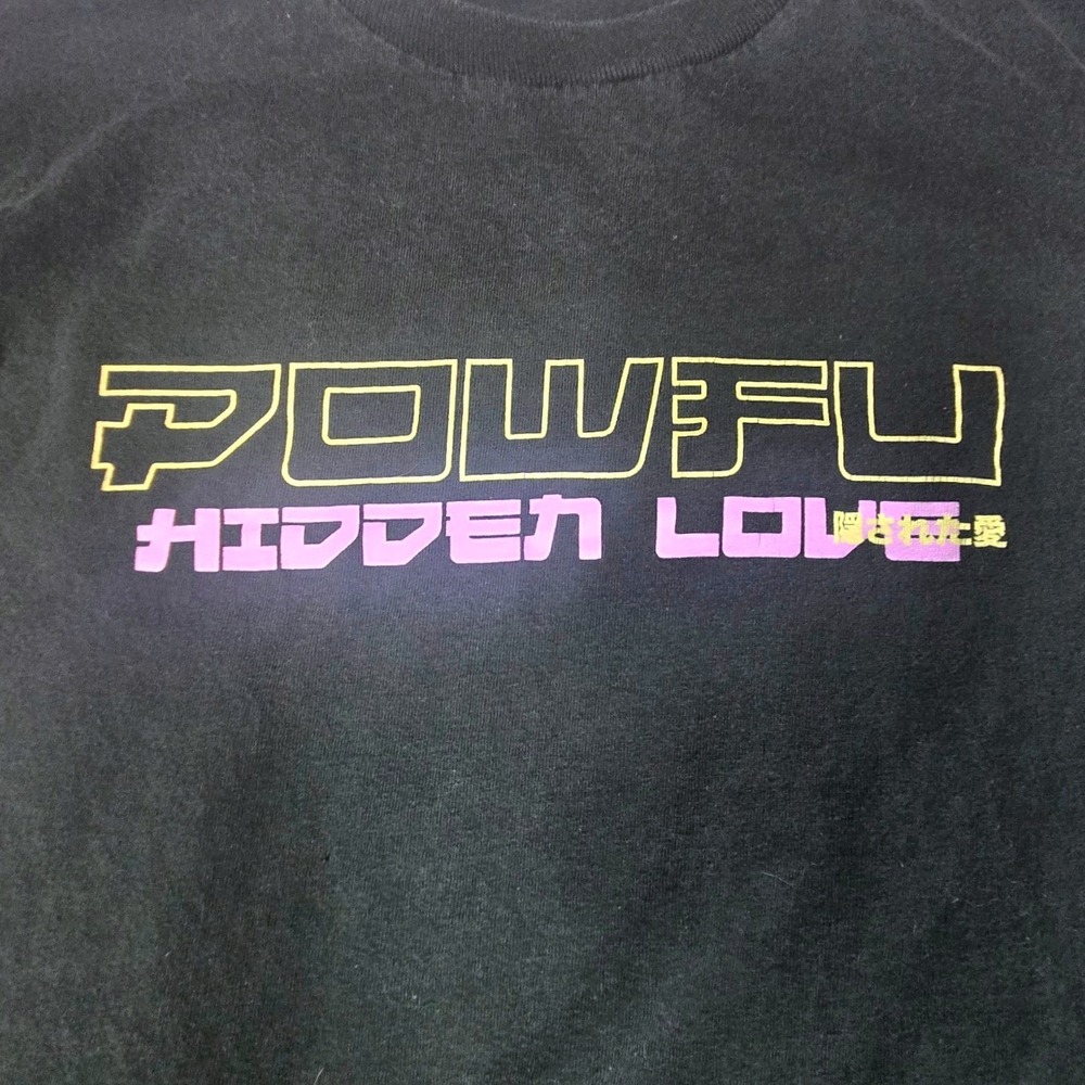 Powfu Hidden Love Long Sleeve Graphic T-Shirt Black Neon Artist Merch Mens Small - Picture 2 of 11